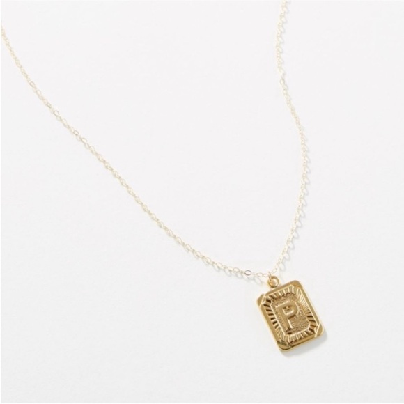 NWOT Anthropologie Whim Gold Monogram Initial Pendant Necklace - Picture 1 of 4